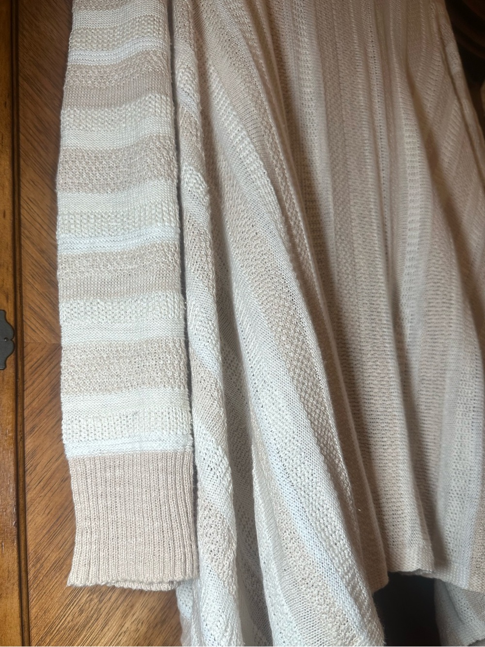 Mossimo Supply Co Cream Striped Waterfall High Low Cardigan Sweater M - Picture 6 of 9